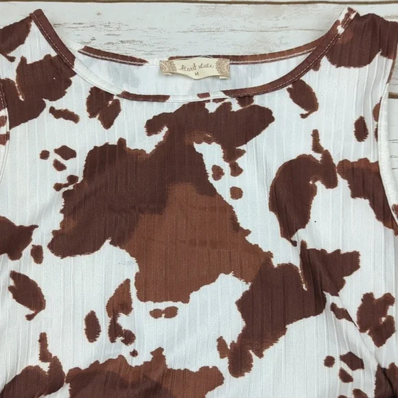 Altar'd State Cow Print Ribbed Knit Tank Top M - Picture 3 of 5
